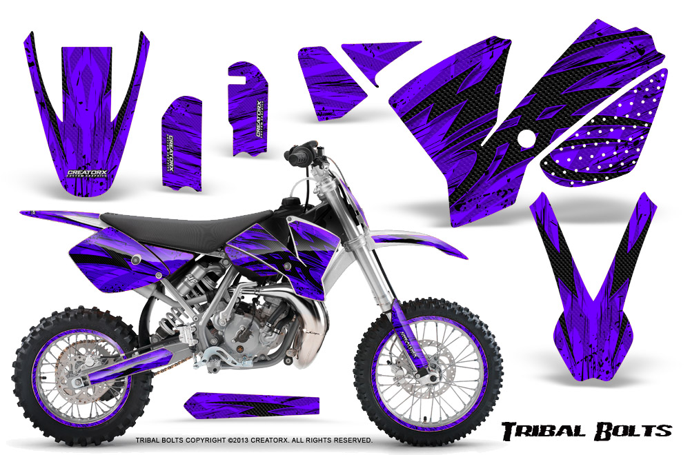 KTM SX65 02-08 Graphics Kit Tribal Bolts Purple NP Rims